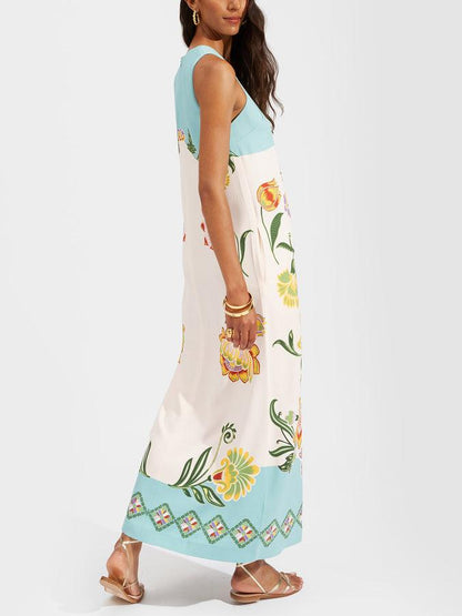Josephine | Floral Printed Midi Sleeveless Dress