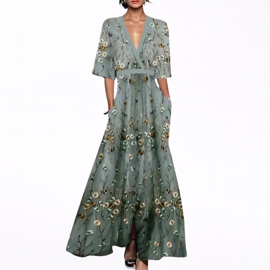 Iris | Women's Elegant Floral Long Dress — Willow & Wren Melbourne