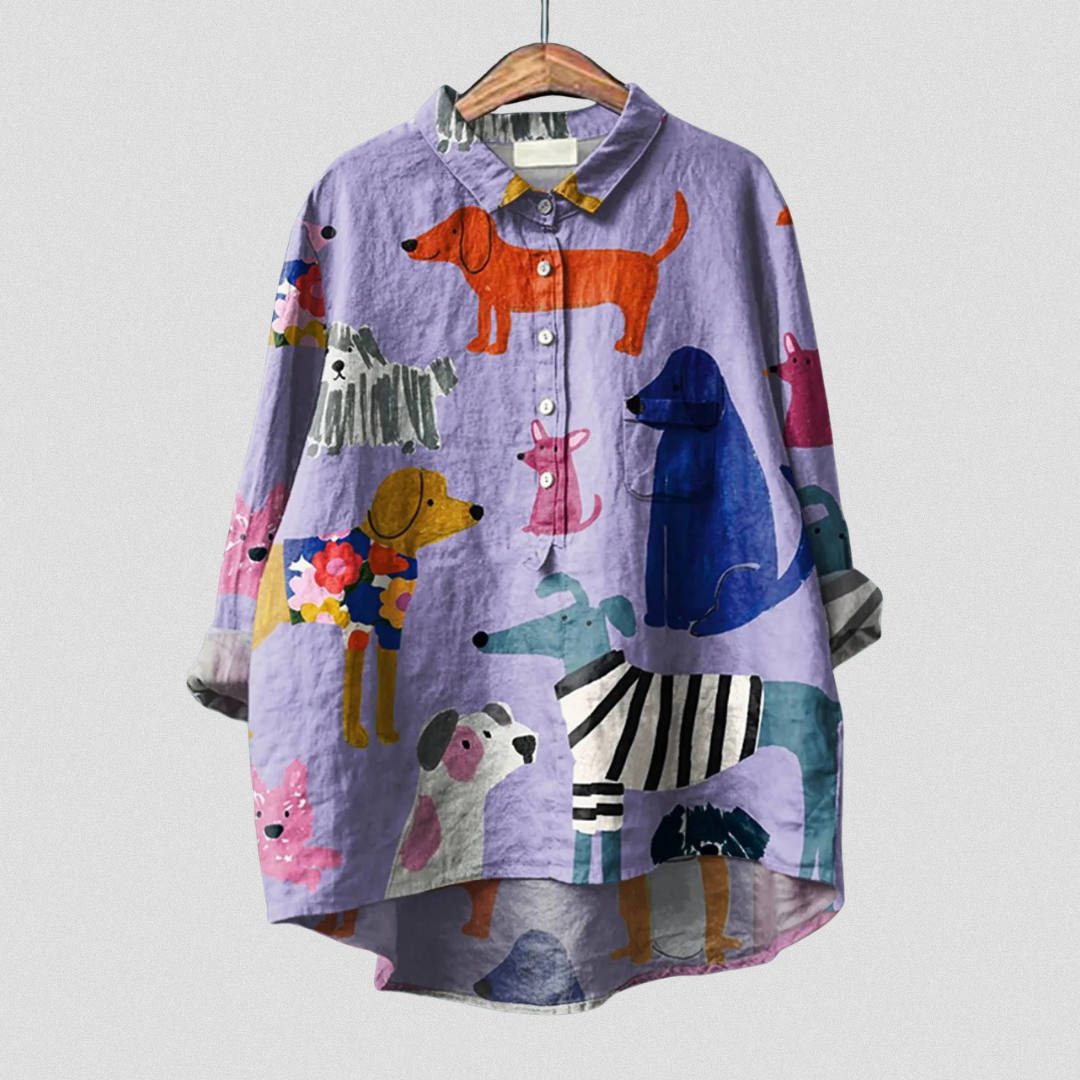 Rose | Women's Printed Dog-Print Relaxed T-Shirt — Willow & Wren Melbourne