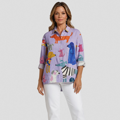 Rose | Women's Printed Dog-Print Relaxed T-Shirt — Willow & Wren Melbourne