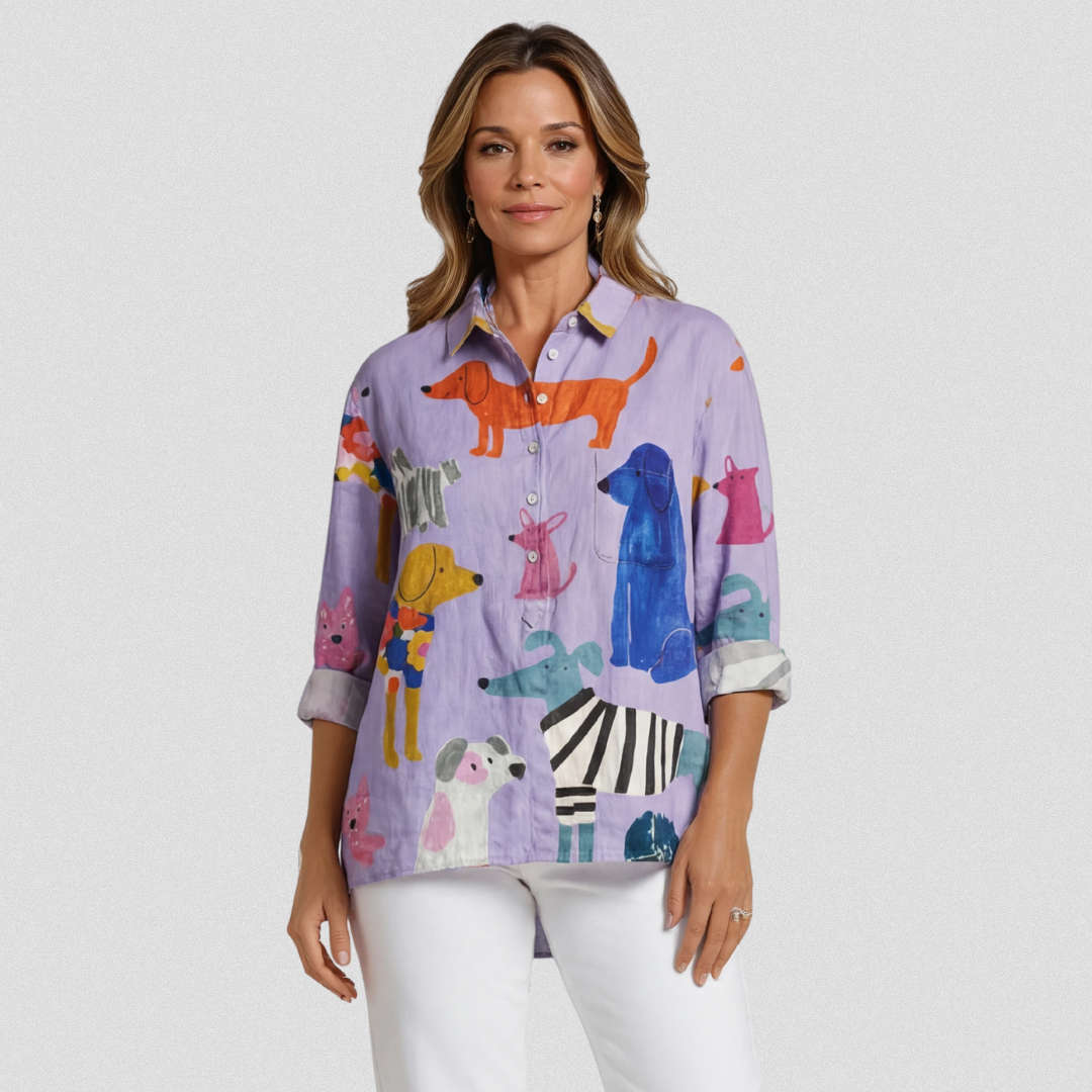Rose | Women's Printed Dog-Print Relaxed T-Shirt — Willow & Wren Melbourne