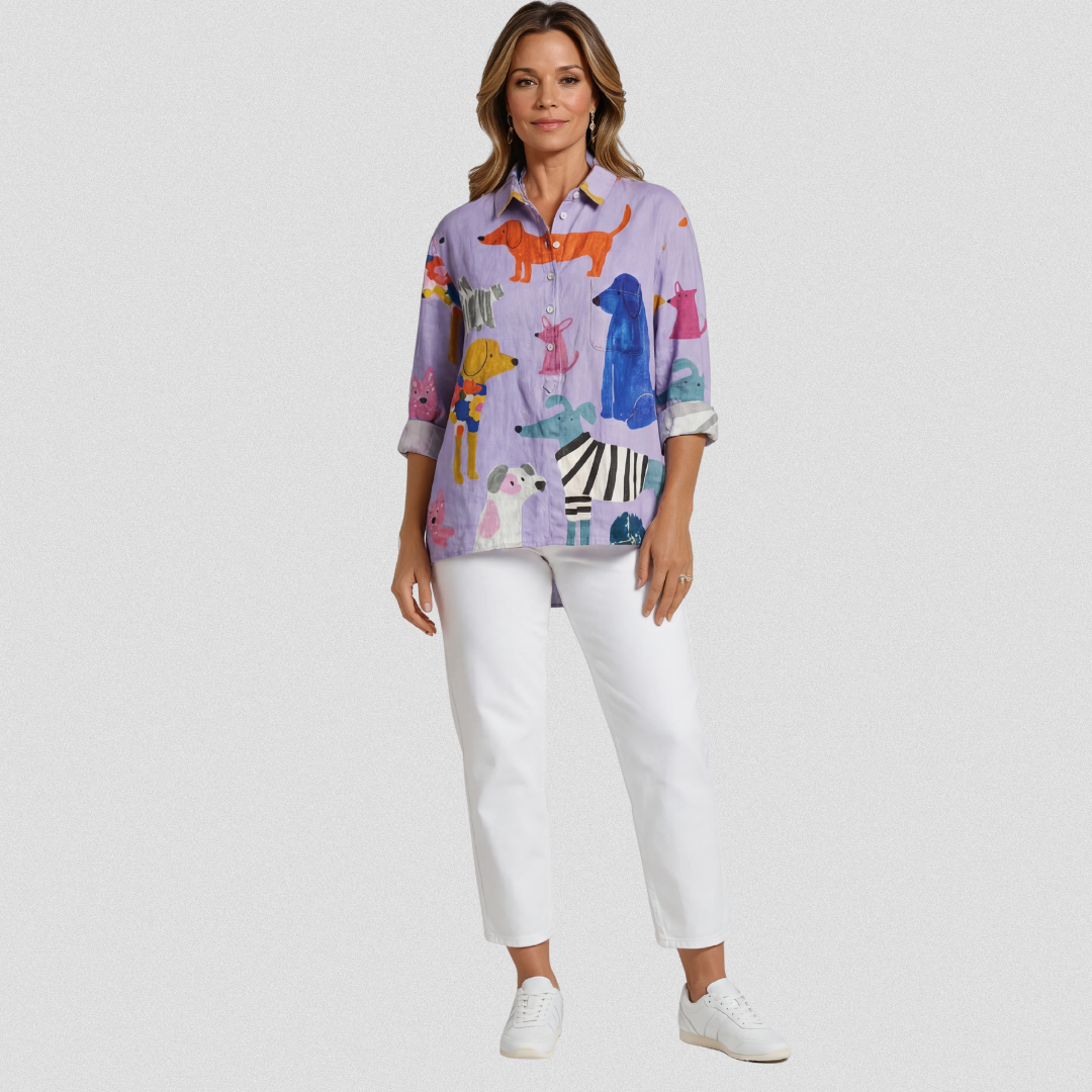Rose | Women's Printed Dog-Print Relaxed T-Shirt — Willow & Wren Melbourne
