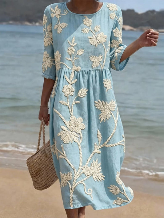 Sophie | Women's Floral Relaxed Dress — Blue — Willow & Wren Melbourne
