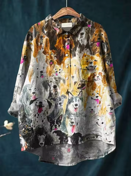 Sophie | Women's Printed Dog-Print Relaxed Blouse — Willow & Wren Melbourne