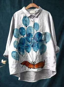 Holly | Women's Printed Dog-Print Relaxed Blouse — Willow & Wren Melbourne
