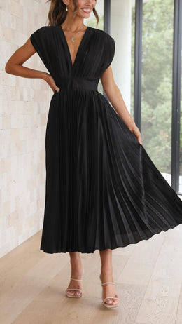 Amber | Women's Elegant Pleated Dress — Willow & Wren Melbourne