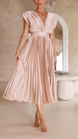 Amber | Women's Elegant Pleated Dress — Willow & Wren Melbourne
