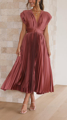 Amber | Women's Elegant Pleated Dress — Willow & Wren Melbourne