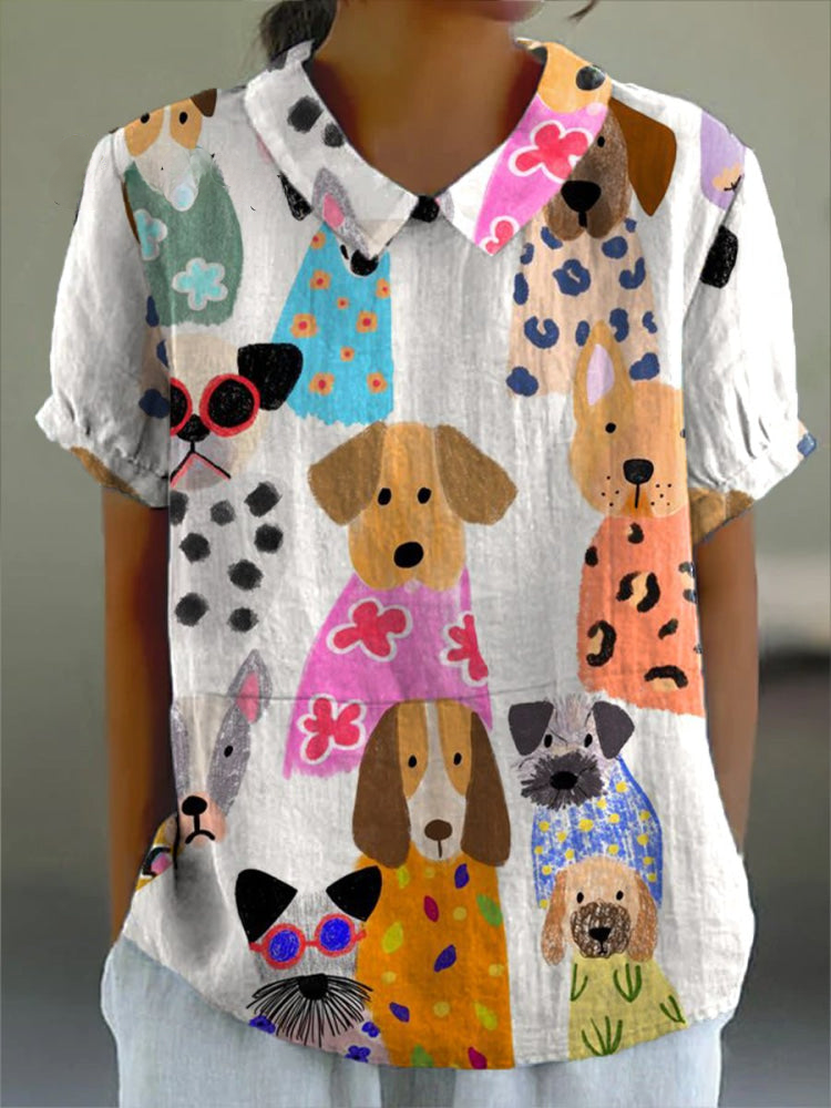 Phoebe | Women's Printed Dog-Print Blouse — Willow & Wren Melbourne