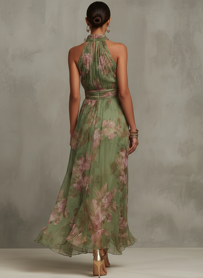 Emma | Chiffon Floral Maxi Backless Dress