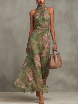 Emma | Women's Floral Halter Maxi Dress — Willow & Wren Melbourne