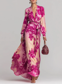 Annabel | Women's Floral Maxi V-Neck Dress — Willow & Wren Melbourne