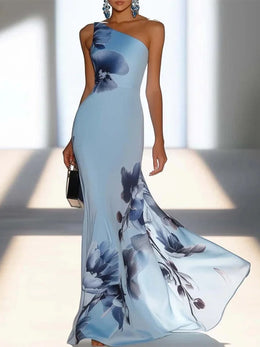 Georgia | Women's One-Shoulder Floral Maxi Dress — Willow & Wren Melbourne