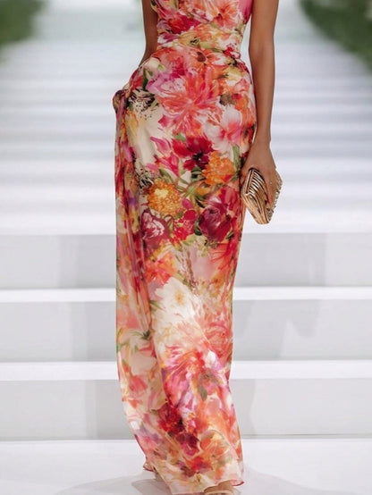 Carla | Chiffon Floral Maxi Sleeveless Dress