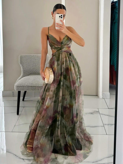 Betsy | Women's Floral Printed Maxi V-Neck Dress — Willow & Wren Melbourne