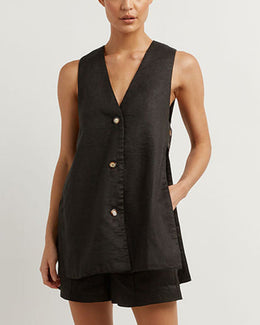 Helena | Women's Sleeveless Button-Detail Set — Willow & Wren Melbourne