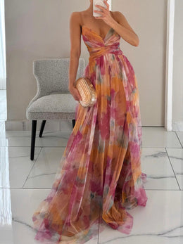 Betsy | Women's Floral Printed Maxi V-Neck Dress — Willow & Wren Melbourne