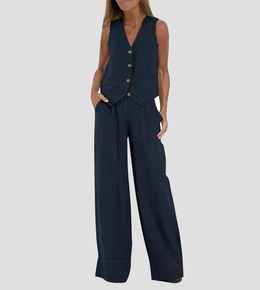 Rose | Women's Button-Front Wide-Leg Set — Willow & Wren Melbourne