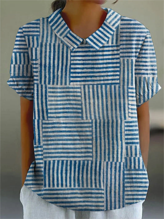 Isla | Women's Striped Patchwork Blouse — Willow & Wren Melbourne