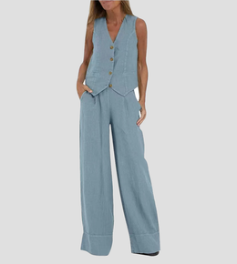 Rose | Women's Button-Front Wide-Leg Set — Willow & Wren Melbourne