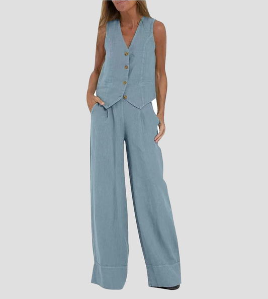Rose | Button-Front Wide-Leg Set