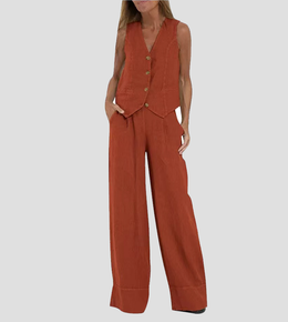 Rose | Women's Button-Front Wide-Leg Set — Willow & Wren Melbourne