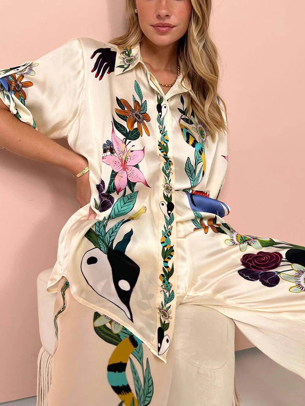 Emily | Women's Printed Two-Piece Trouser Set — Willow & Wren Melbourne