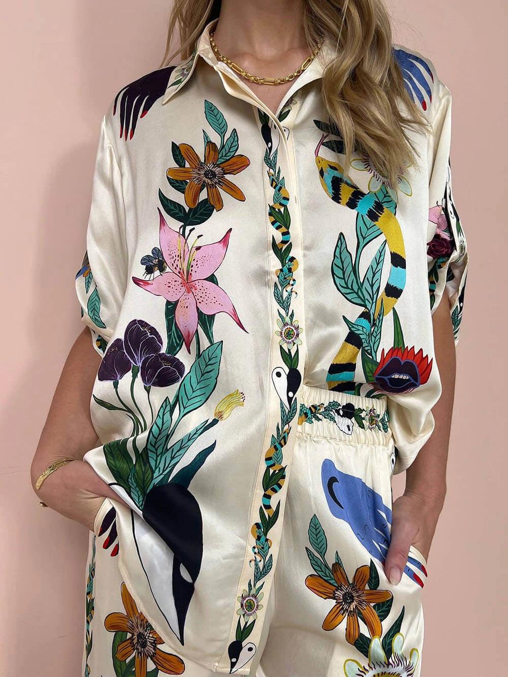 Emily | Women's Printed Two-Piece Trouser Set — Willow & Wren Melbourne