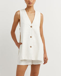 Helena | Women's Sleeveless Button-Detail Set — Willow & Wren Melbourne