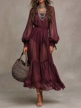 Ella | Women's Elegant Midi V-Neck Dress — Willow & Wren Melbourne