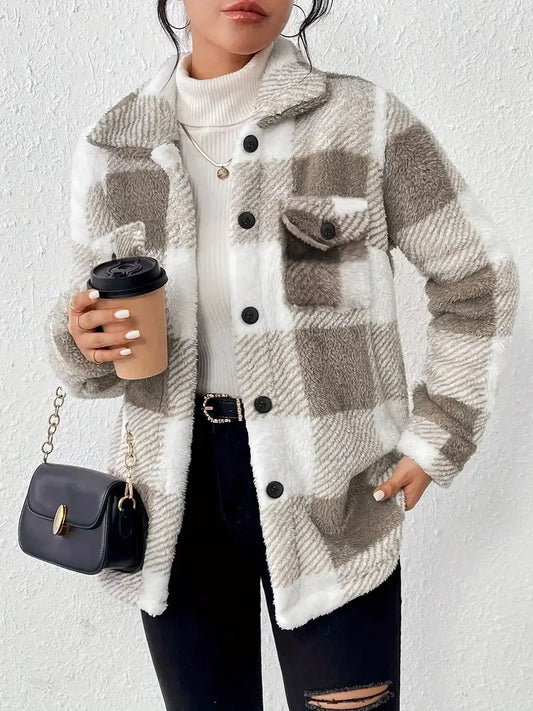 Freya | Women's Checked Button-Up Jacket — Willow & Wren Melbourne