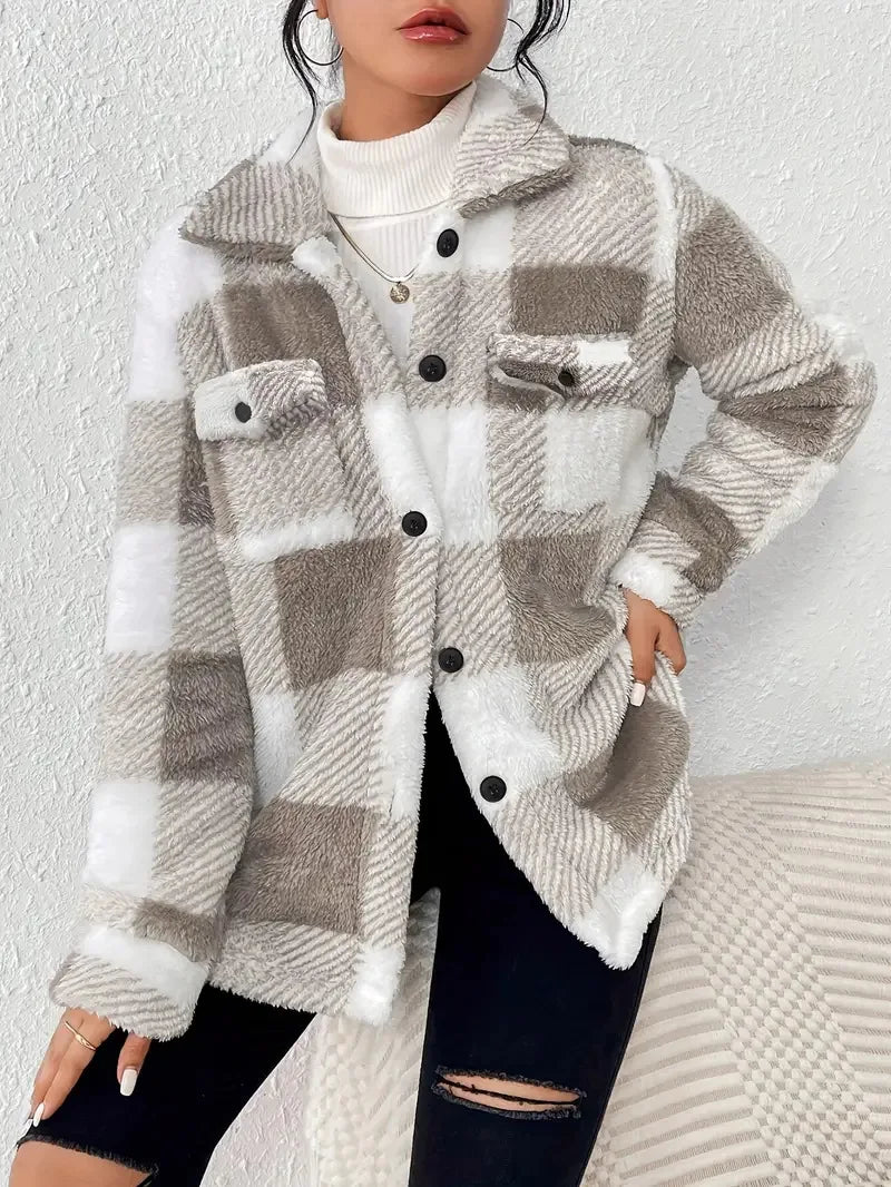 Freya | Women's Checked Button-Up Jacket — Willow & Wren Melbourne