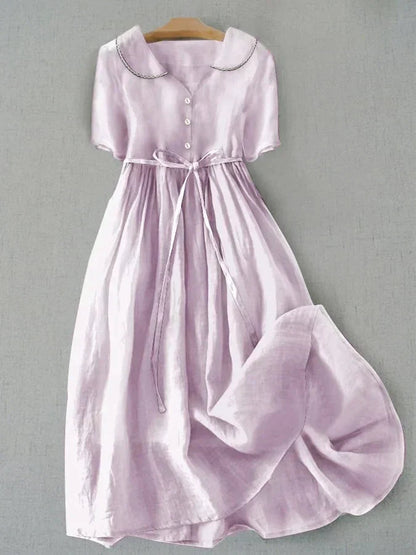 Freya | Women's Lilac Belted Midi Dress — Willow & Wren Melbourne