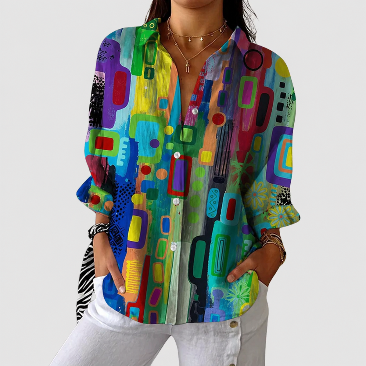 India | Women's Lightweight Printed Blouse — Willow & Wren Melbourne