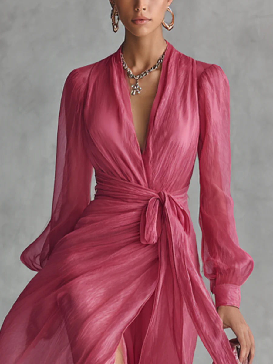 Jessica | Women's Long-Sleeve Wrap Maxi Dress — Willow & Wren Melbourne