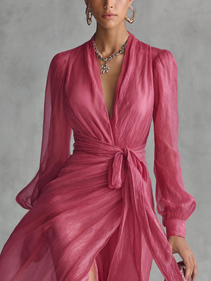 Jessica | Women's Long-Sleeve Wrap Maxi Dress — Willow & Wren Melbourne