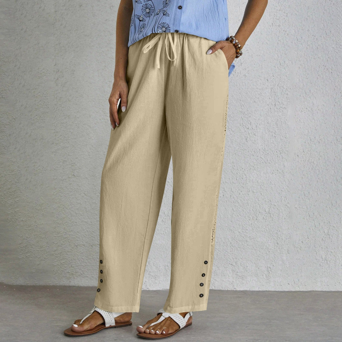 Sophie | Women's Button-Detail Trousers — Willow & Wren Melbourne