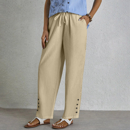 Sophie | Women's Button-Detail Trousers — Willow & Wren Melbourne