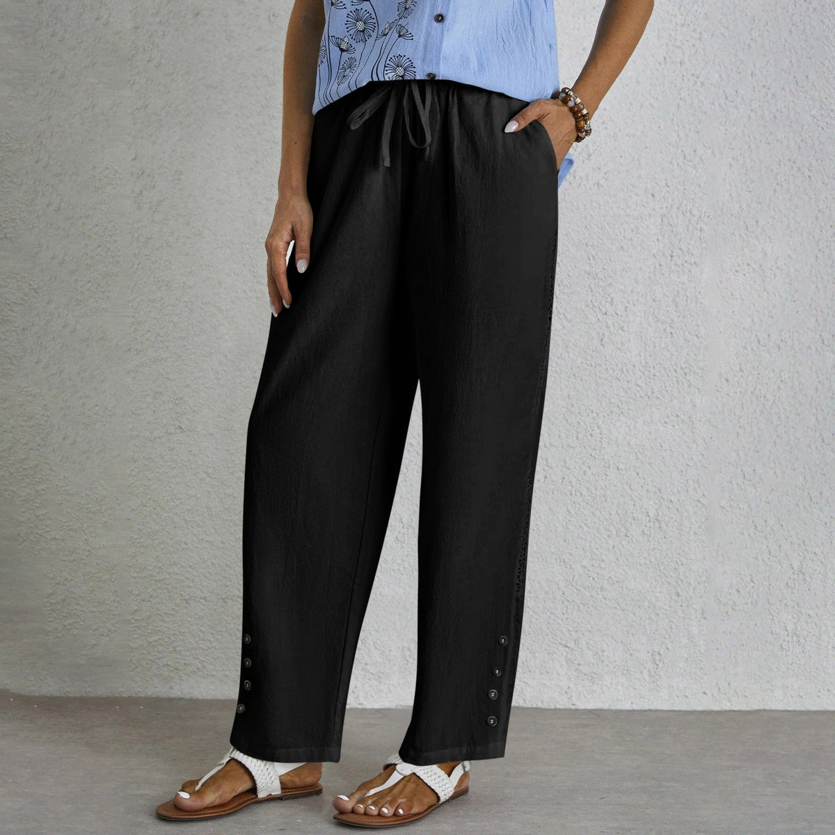 Sophie | Women's Button-Detail Trousers — Willow & Wren Melbourne