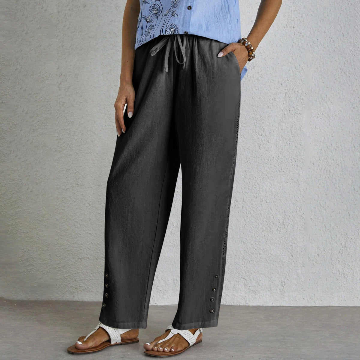 Sophie | Women's Button-Detail Trousers — Willow & Wren Melbourne
